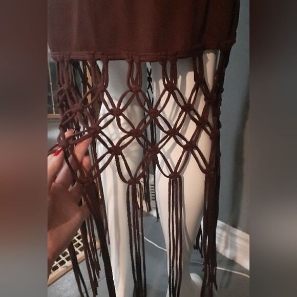 Zara 100% Cotton Fringed Maxi Dress - Picture 8 of 9